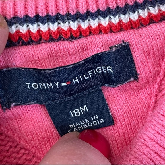 Tommy Hilfiger Red pink blue Sweater 18 months Colorblock - Picture 8 of 9